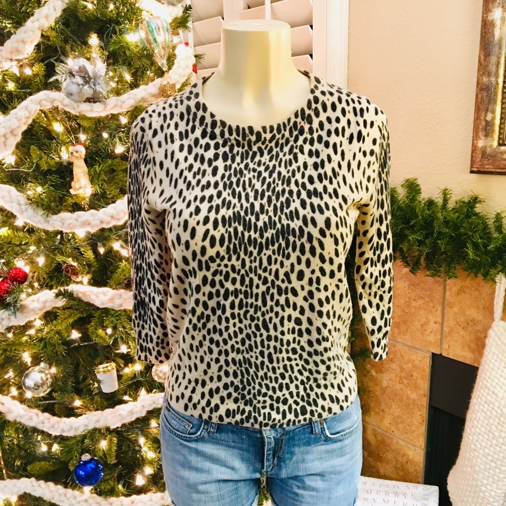 J. Crew Leopard Print 3/4 Sleeve Sweater - Sz M